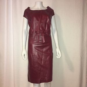 🔥FS🔥 JESSICA LONDON RED LEATHER SLEEVELESS DRESS